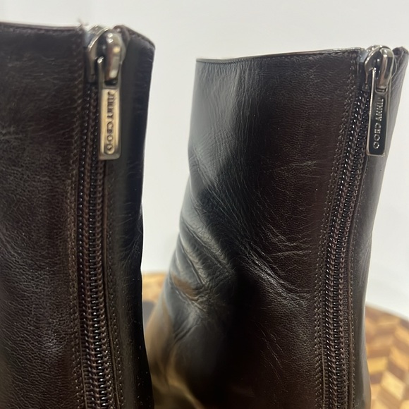 JIMMY CHOO Daisy Dark Brown Leather Ankle Boots 8.5 - Picture 6 of 15